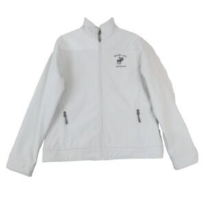 Landway Golf Jacket Women Large White Softshell Pockets Full Zip Grand Lake Logo